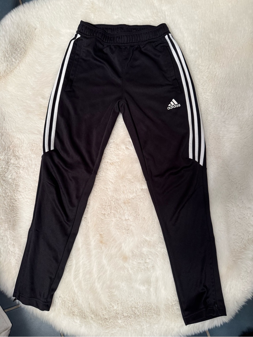 adidas Black Jogger Pants with White Stripes
